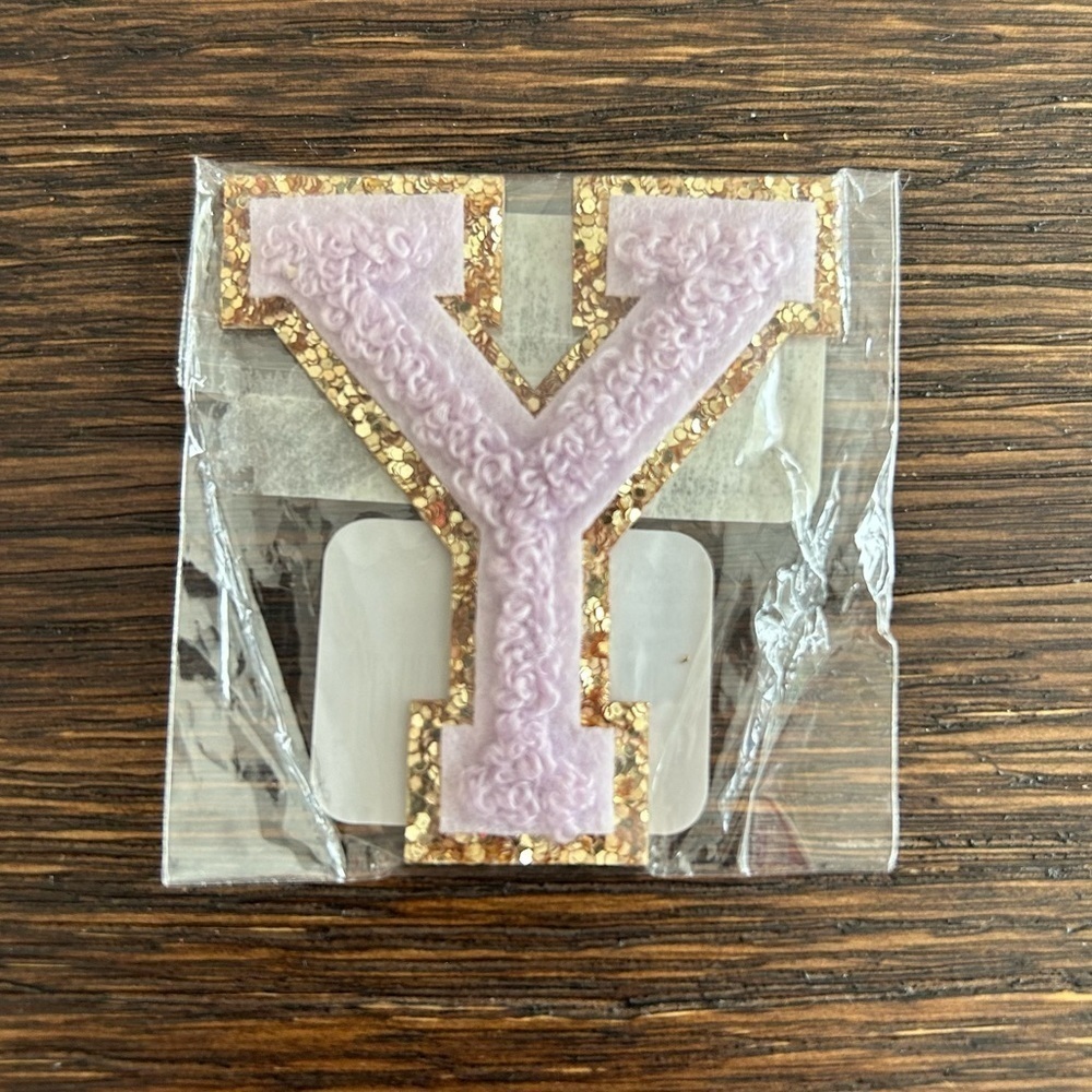 Stoney Clover Lane Lilac Glitter Varsity Letter Y Patch